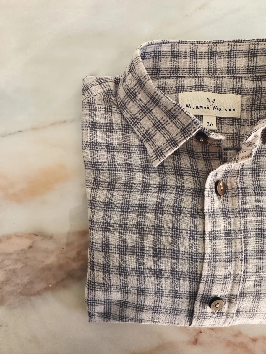 Camisa Cuadros Beige - Imagen 2