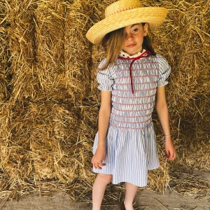 Vestido Gomas Rayas Azul