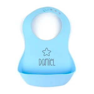 Babero Goma Azul Personalizado