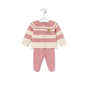 Tous conjunto tricot rayas rosa