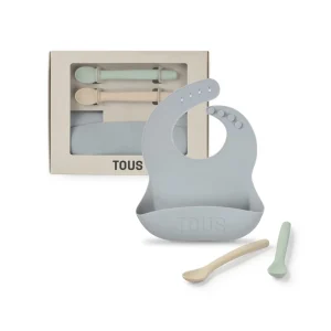 Tous set babero y 2 cucharas silicona gris